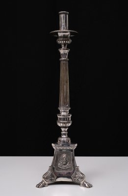 Antique Silver-Plated Church Candleholders, France, 1850s, Set of 2-GCG-1759461