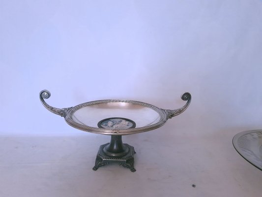 Antique Silver-Plated Metal & Biscuit Porcelain Tazza Dish from WMF-AWH-901385