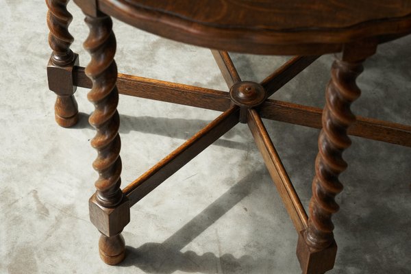 Antique Six Legged Side or Gueridon Table in Oak with Scalloped Top, 1890s-FEW-2024218