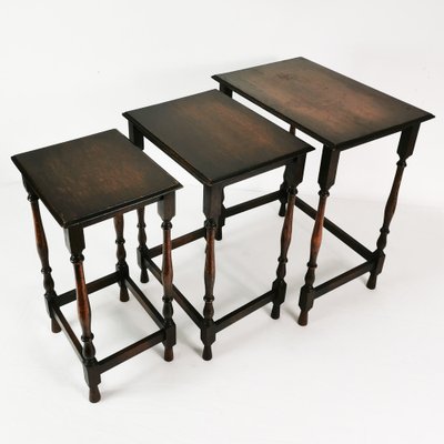 Antique Slide-in Side Tables, England, 1920s, Set of 3-ZTG-1784536