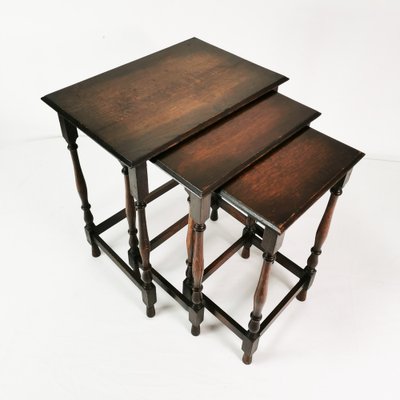 Antique Slide-in Side Tables, England, 1920s, Set of 3-ZTG-1784536