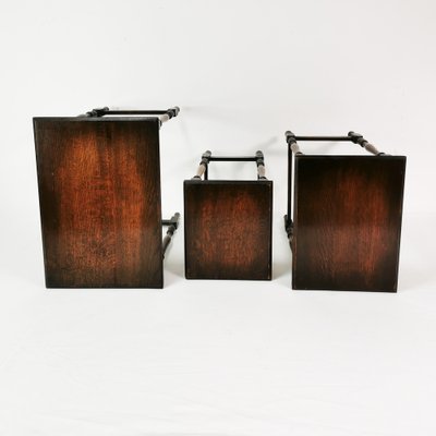 Antique Slide-in Side Tables, England, 1920s, Set of 3-ZTG-1784536