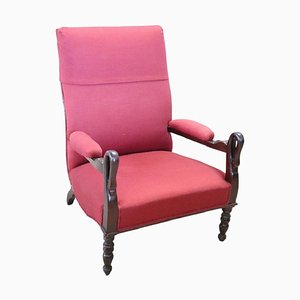 Antique Sold Walnut Armchair, 1840s-DCO-1363919