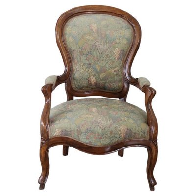 Antique Sold Walnut Armchair, 1850s-DCO-1287014