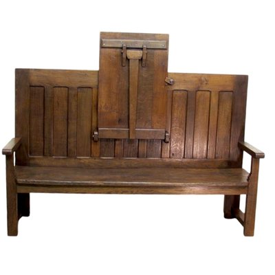 Antique Spanish Bench with Folding Table-TCS-2014856