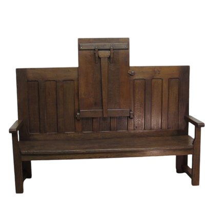 Antique Spanish Bench with Folding Table-TCS-2014856