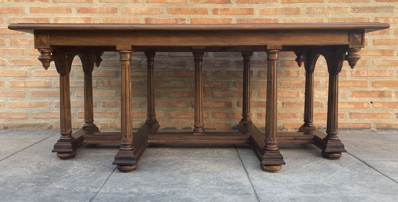 Antique Spanish Carved Church Table or Altar with Wood Stretchers-NOU-769715