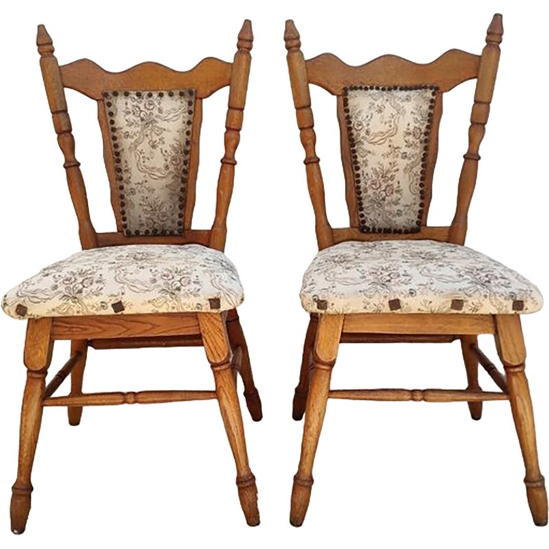 Antique Spanish Chairs with Studs, Set of 2