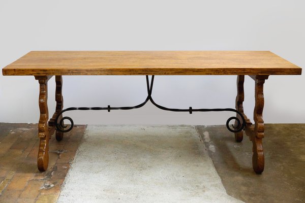 Antique Spanish Chestnut Dining Table-GQ-666418