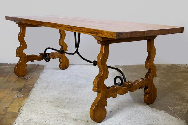 Antique Spanish Chestnut Dining Table-GQ-666418