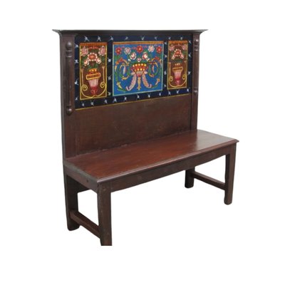 Antique Spanish Hand Painted Backrest Bench-TCS-2014776