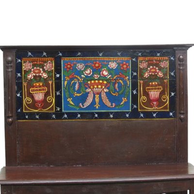 Antique Spanish Hand Painted Backrest Bench-TCS-2014776