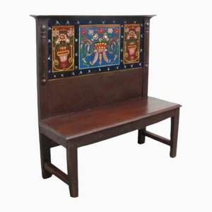 Antique Spanish Hand Painted Backrest Bench-TCS-2014776