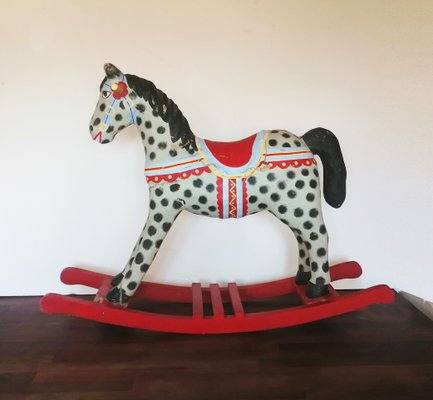 Antique Spanish Mache Paper Rocking Horse-ODB-733400