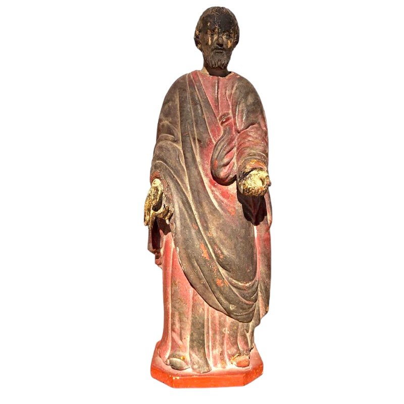 Antique Spanish School Wood Carving of St. Joseph with Polychrome, 19th Century-TCS-1816432