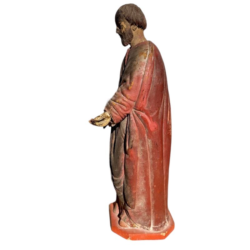 Antique Spanish School Wood Carving of St. Joseph with Polychrome, 19th Century