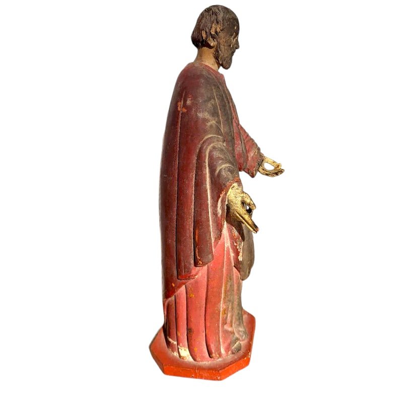 Antique Spanish School Wood Carving of St. Joseph with Polychrome, 19th Century