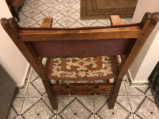 Antique Spanish Throne in Walnut and Skin, 1600s-WQQ-1447168