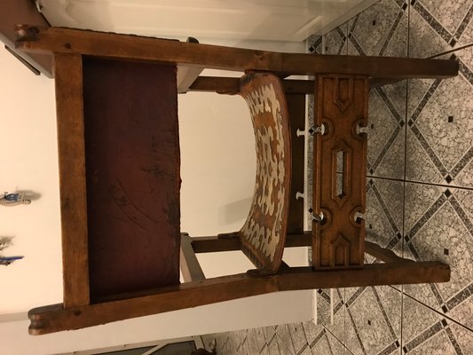 Antique Spanish Throne in Walnut and Skin, 1600s-WQQ-1447168