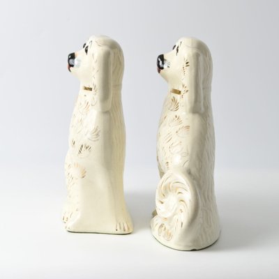 Antique Staffordshire Mantle Dog Figurines with Glass Eyes, 1890s, Set of 2-IXK-1782580