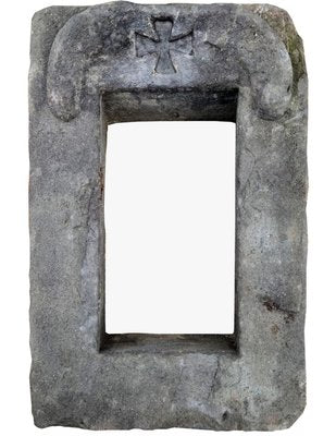 Antique Stone Window with Maltese Cross-FDW-2033152