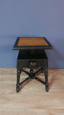 Antique Stool in Oak with Raffia Seat and Cast Iron Frame, 1890s-KK-1817869