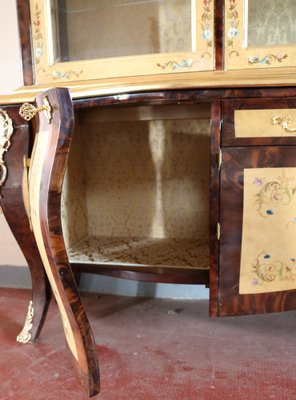 Antique Style Bookcase with Four-Door Riser in Myrtle Burl, 2000s-IYX-1409377