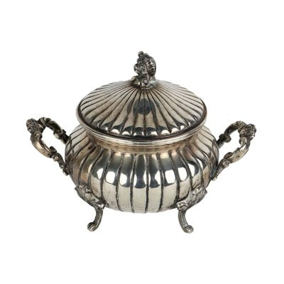 Antique Sugar Bowl in Silver, Milan, Italy, 20th Century-VMM-2023848