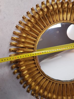 Antique Sun Mirror with Brass Frame-TCS-1249065