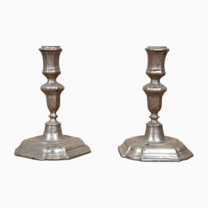 Antique Swedish Baroque Pewter Candlesticks, 1750, Set of 2-UDU-1807808