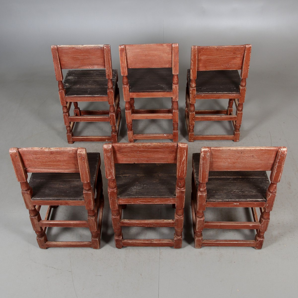 Antique Swedish Chairs with 12 Locks, 19th Century, Set of 6