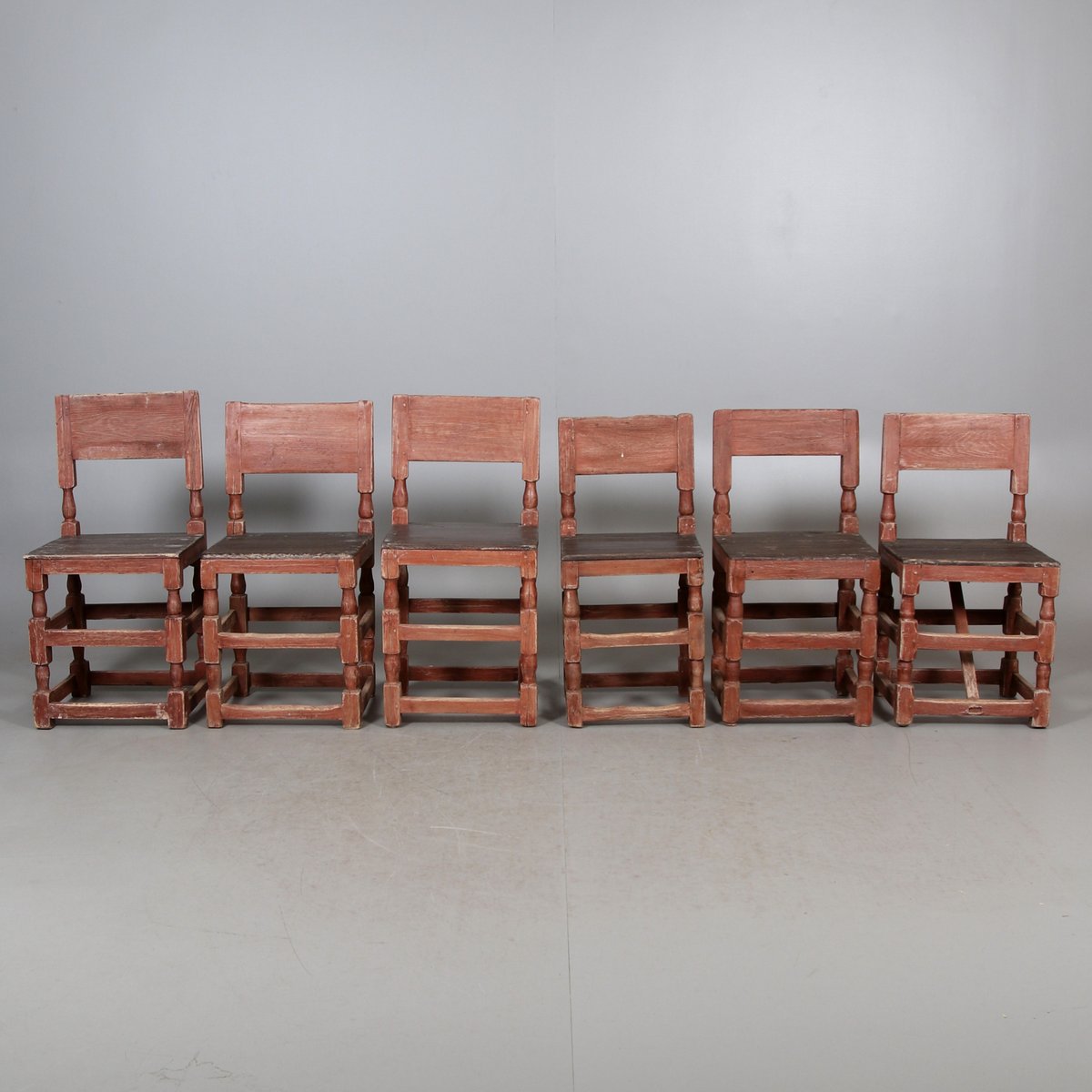 Antique Swedish Chairs with 12 Locks, 19th Century, Set of 6