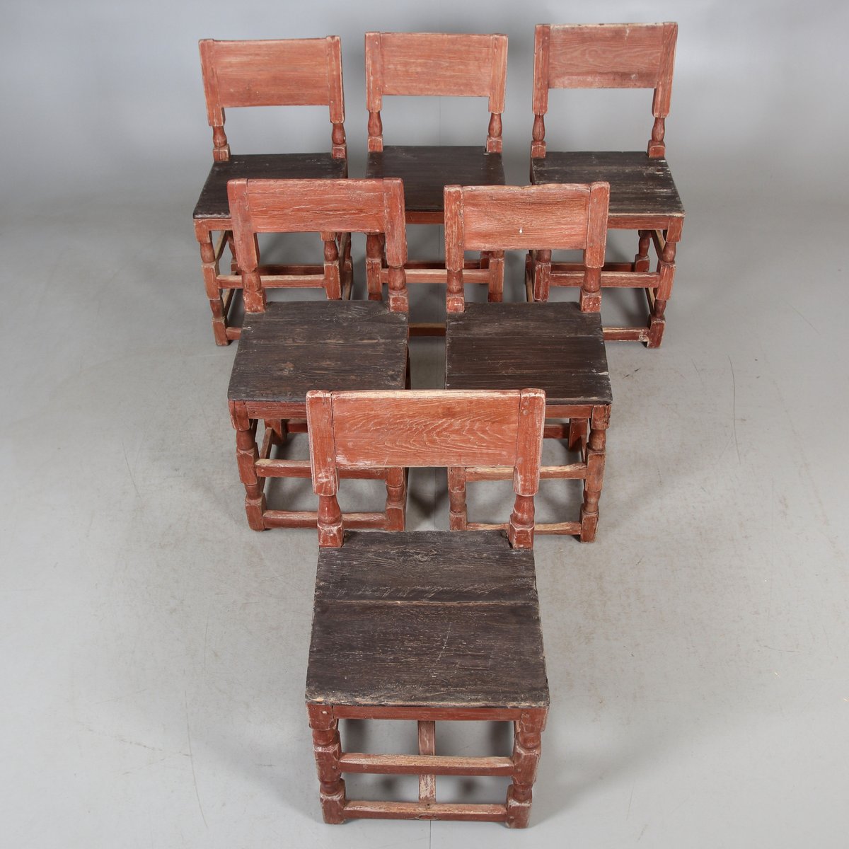 Antique Swedish Chairs with 12 Locks, 19th Century, Set of 6