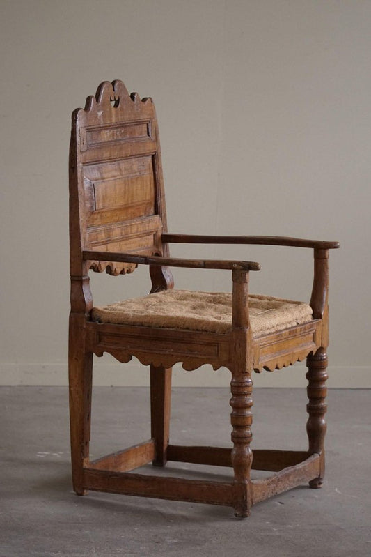 Antique Swedish Handcrafted Armchair, Early 19th Century