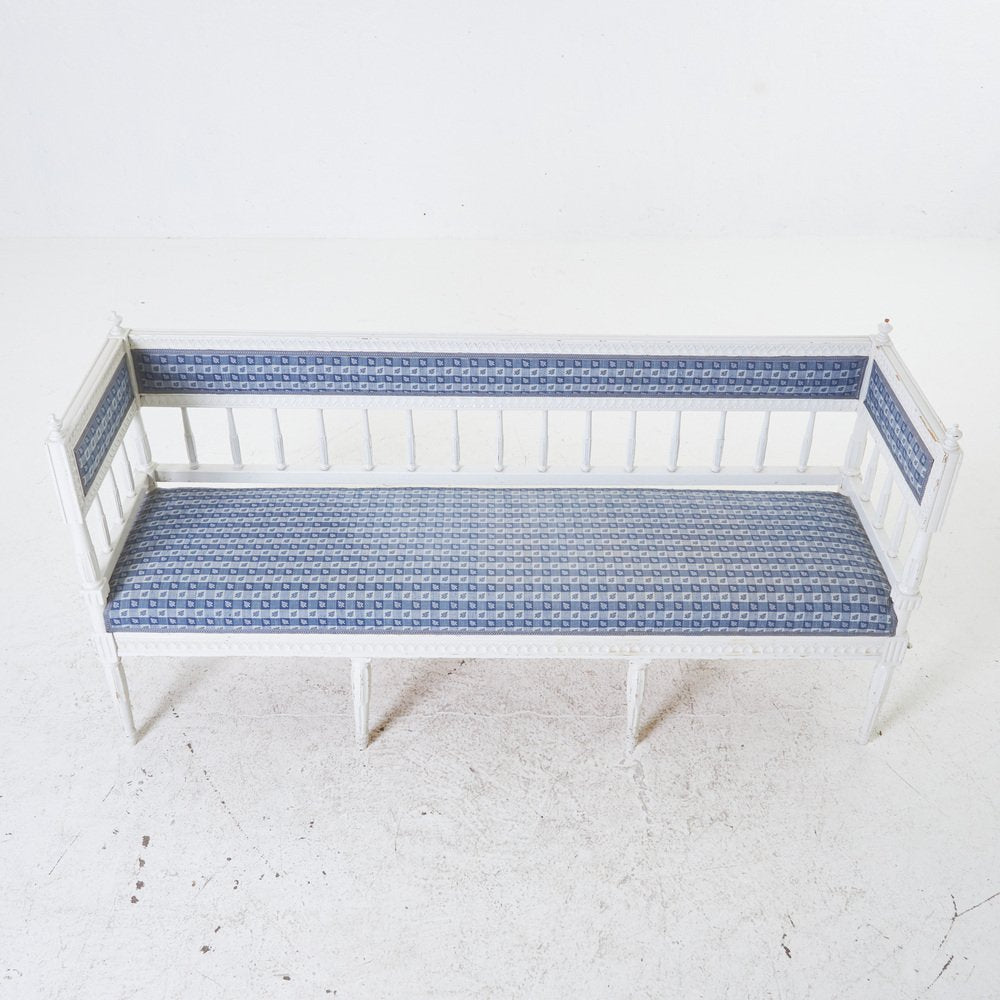 Antique Swedish Off-White Bench, 1800s