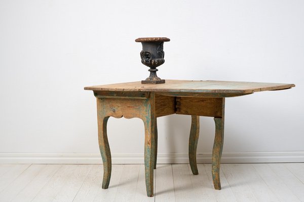 Antique Swedish Rococo Pine Drop-Leaf Table-MJF-1797757