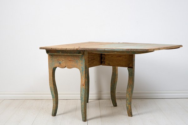 Antique Swedish Rococo Pine Drop-Leaf Table-MJF-1797757