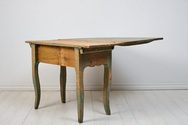 Antique Swedish Rococo Pine Drop-Leaf Table-MJF-1797757