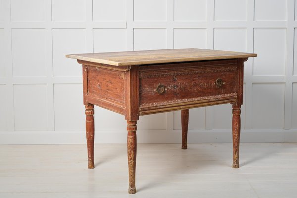 Antique Swedish Rustic Low Country Table with Drawer-MJF-1818924