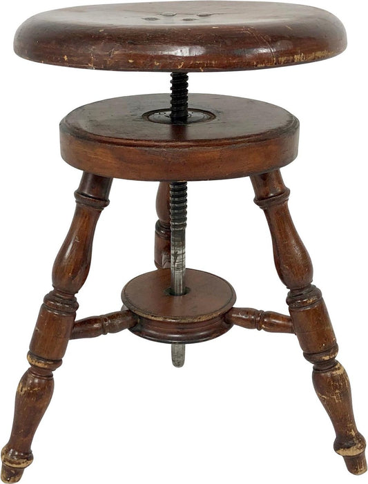 Antique Swedish Swivel Piano Stool, 1800s