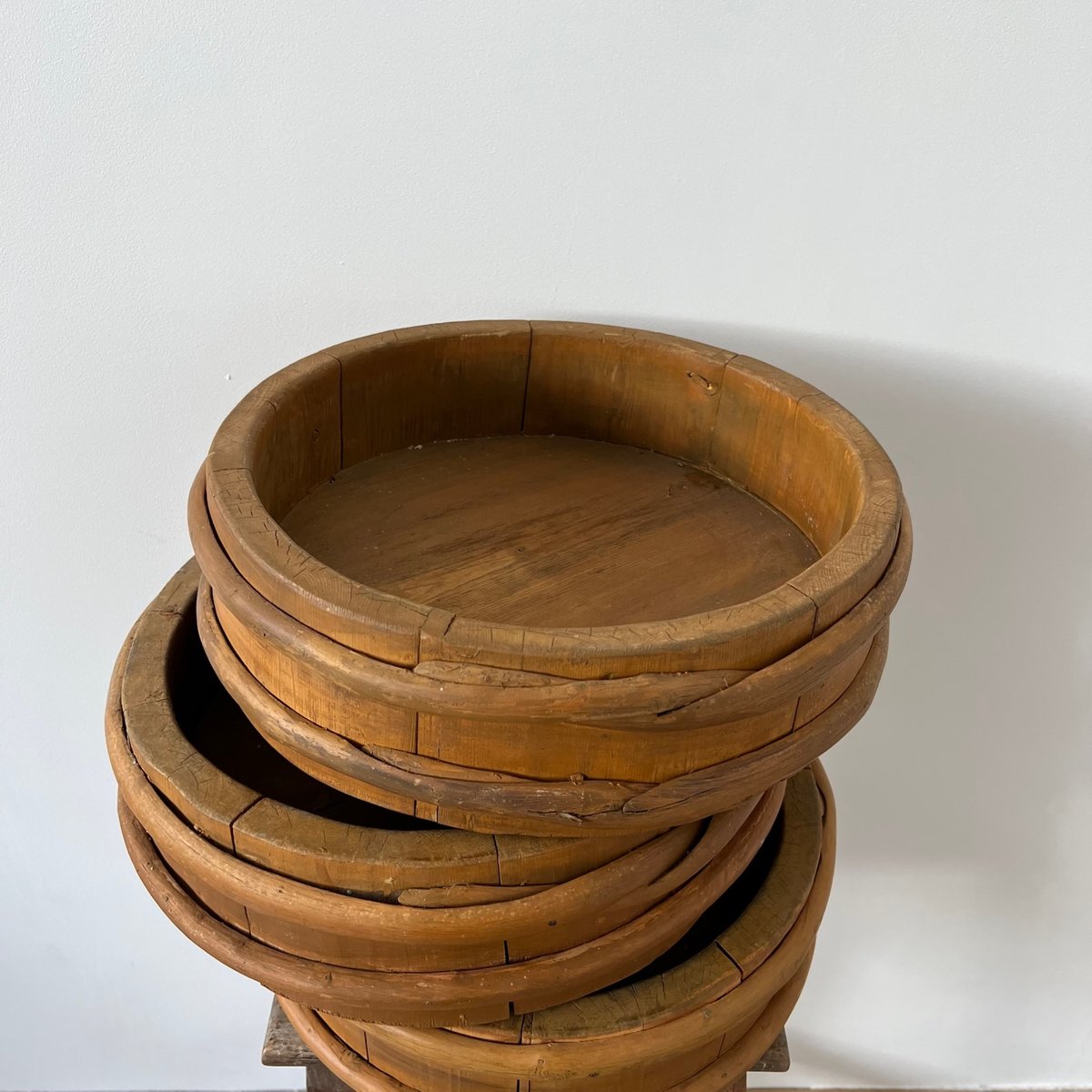 Antique Swedish Wooden Primitive Bowls, Set of 3