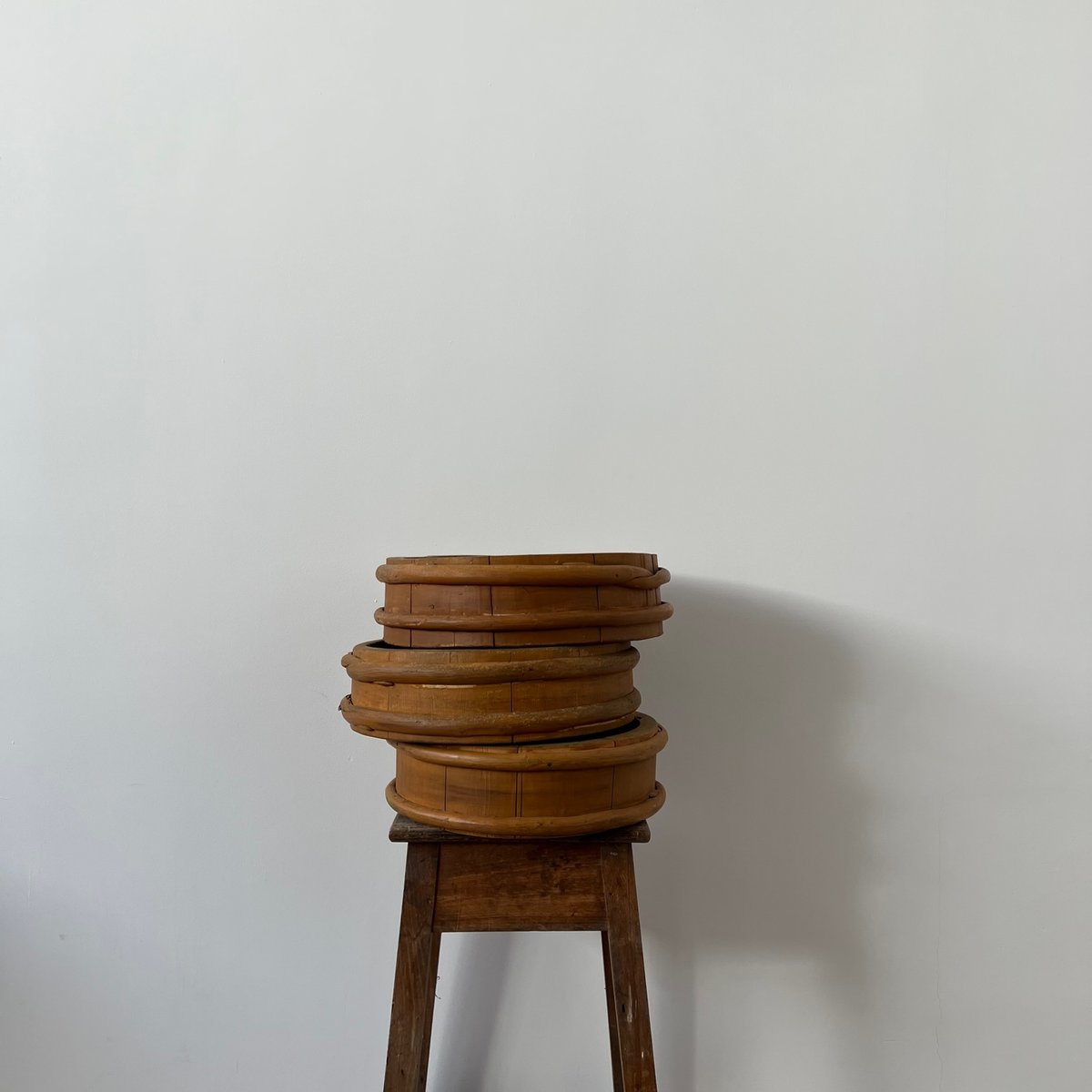 Antique Swedish Wooden Primitive Bowls, Set of 3