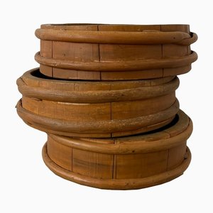 Antique Swedish Wooden Primitive Bowls, Set of 3-JRP-1325764