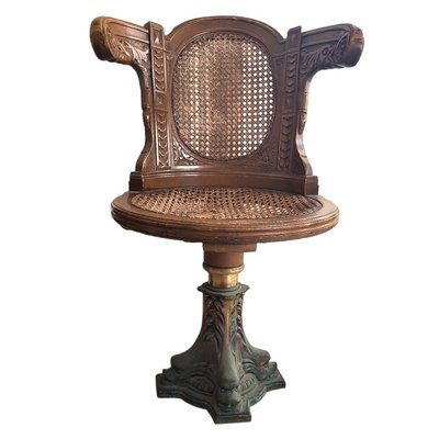 Antique Swivel Captain´s Chairs with Fish Bronze Sculpture on the Base, Set of 6-TCS-1393489