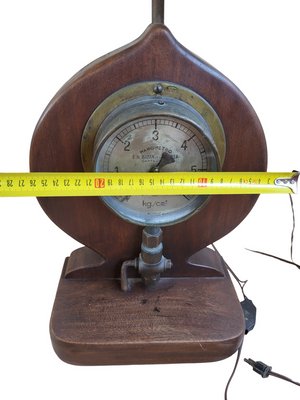 Antique Table Lamp on Wood with Manometer-TCS-1397777