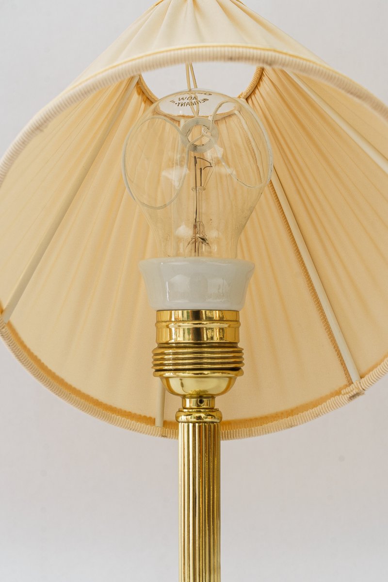 Antique Table Lamp with Fabric Shade, 1890s