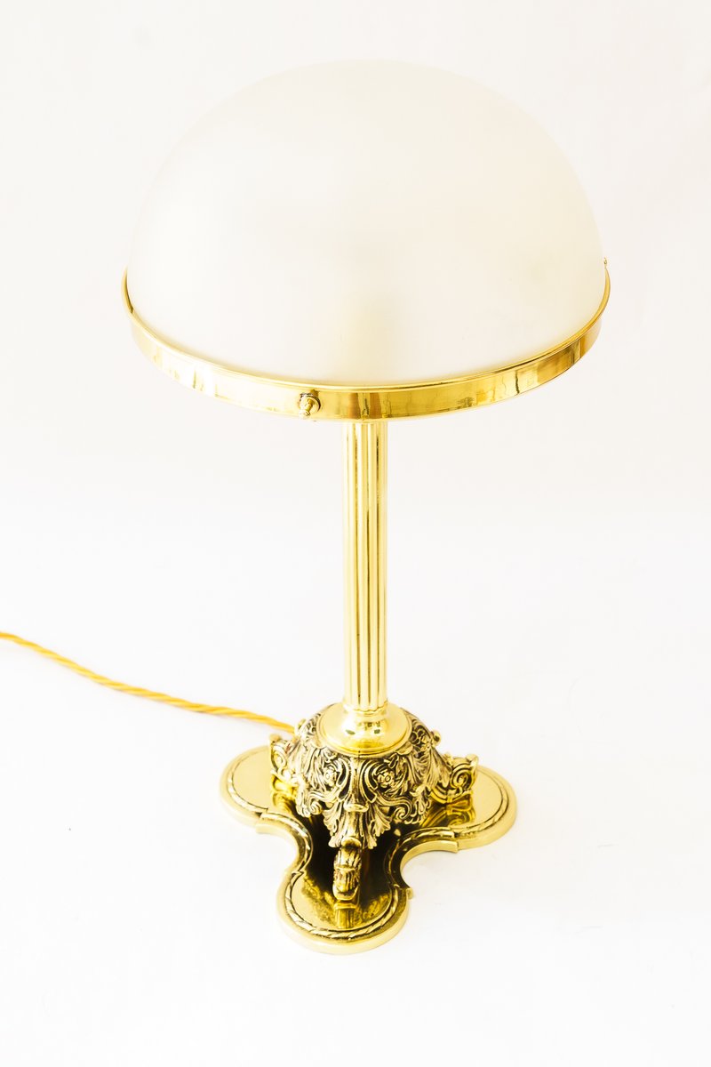 Antique Table Lamp with Glass Shade, 1890s