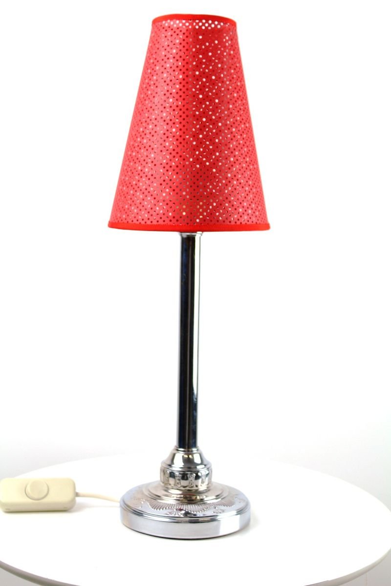 Antique Table Lamp with Perforated Cardboard Shade, 1915