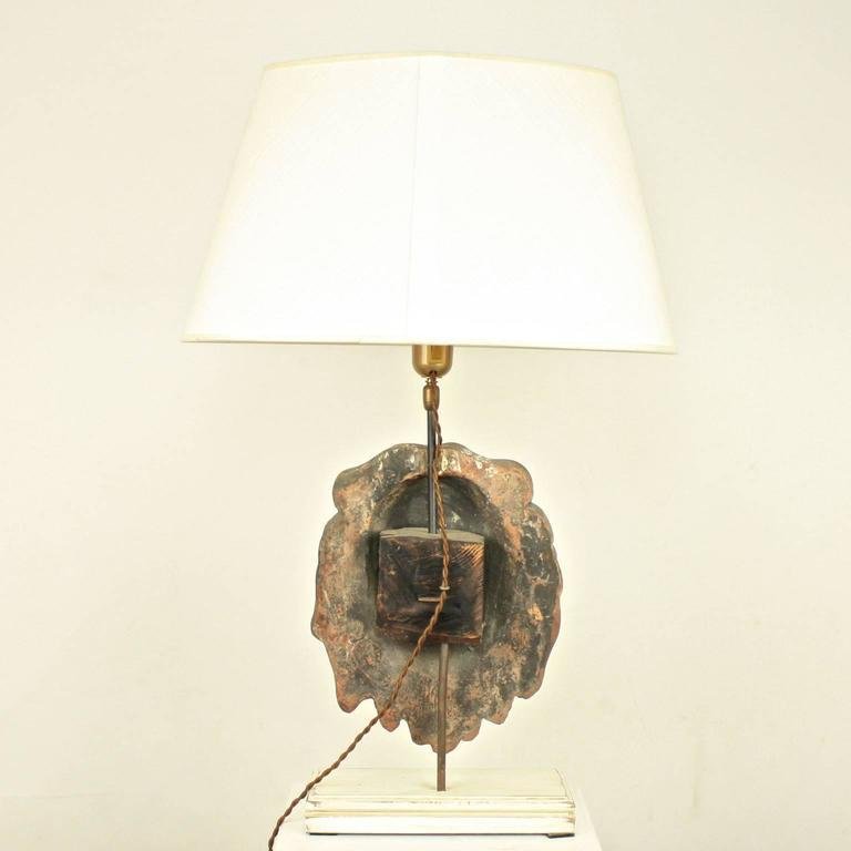 Antique Table Lamps with Terracotta Lion Masks, Set of 2