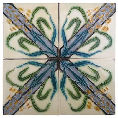 Antique Tiles from Gilliot Frères, 1930s, Set of 4-VDW-946929